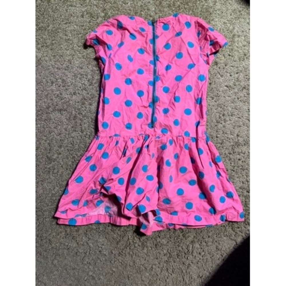 Mini Boden Girls Pink Blue Polka Dot Short Sleeve Drop Waist Dress Size 7-8Y - Picture 4 of 4